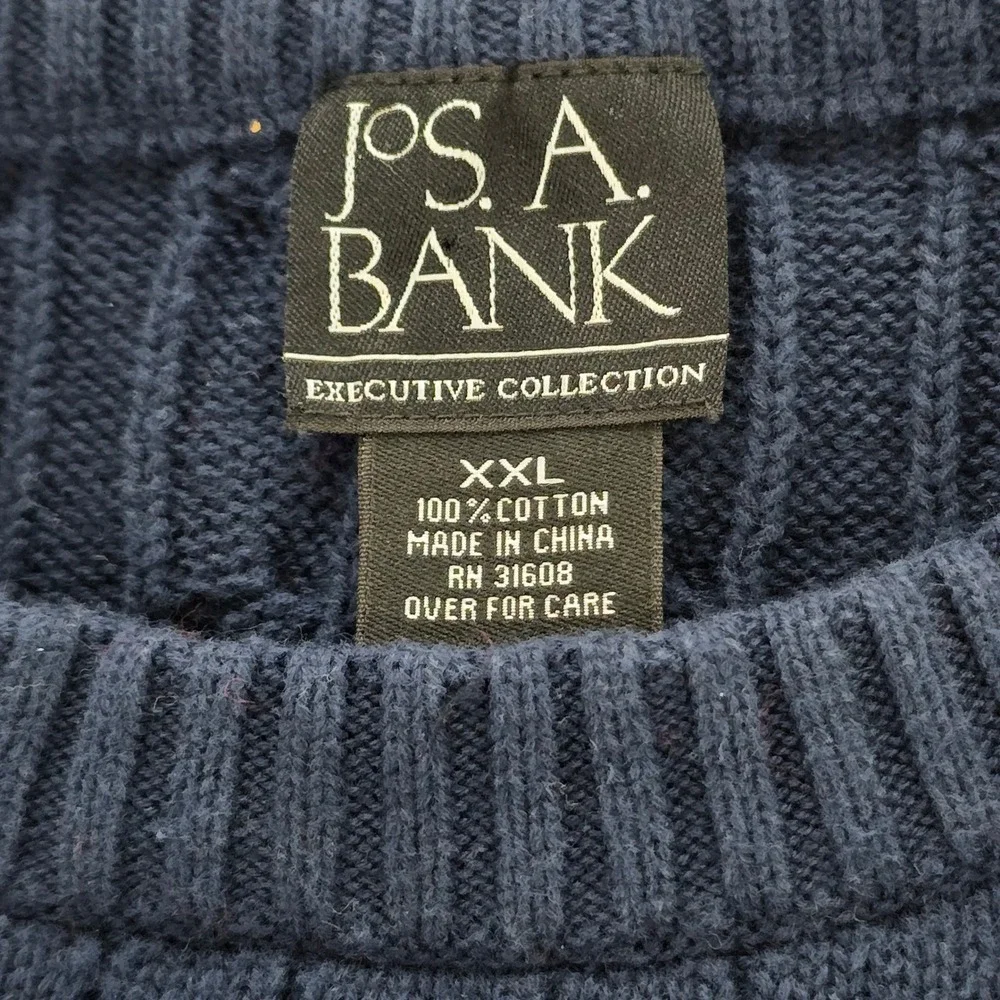 Jos A Bank Executive Collection Navy‎ Cotton Cable Knit Sweater XXL